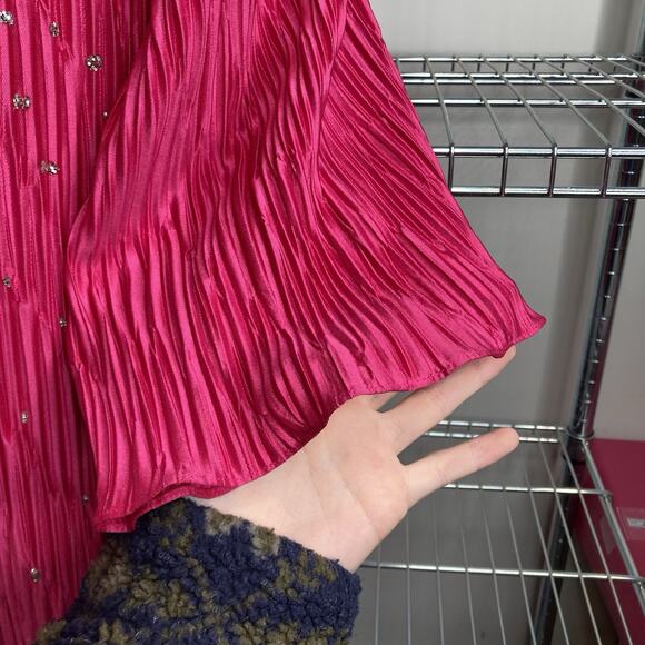 Vintage Gilberti Pink Sequin Pleated Midi Dress Size 12 Special Occasion 80’s - Picture 9 of 12